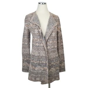 Lucky Brand Duster Cardigan M Pastel Aztec Southwestern Boho Coastal Cowgirl